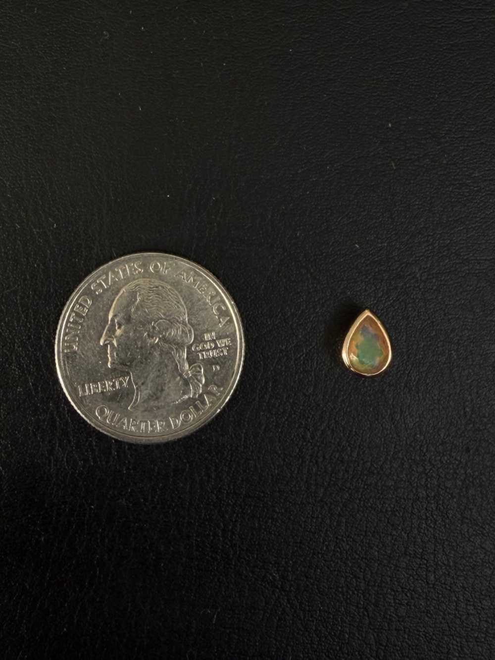 Local Eclectic Solid Gold Opal Pear Gemstone Slider Charm